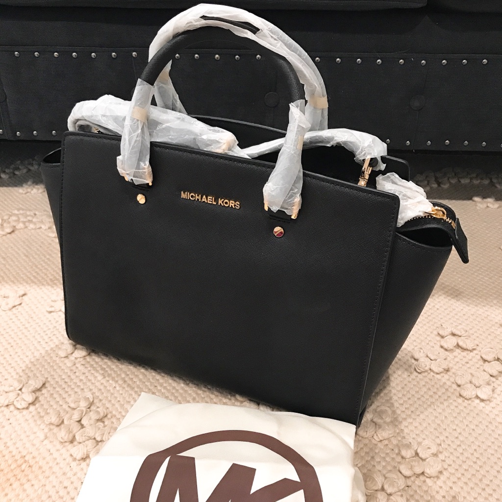 Michael Kors Selma Large Leather Satchel Black